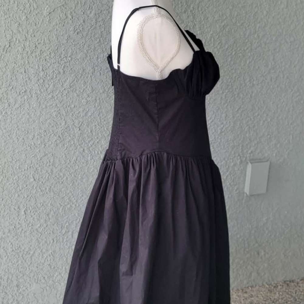 Future Collective Black Midi Dress Goth Princess Spaghetti Strap Sweetheart - Picture 3 of 10